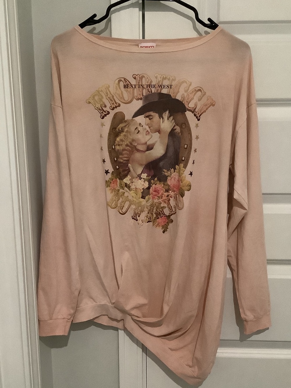 Fiorucci Pale Pink Pride of the West Long Sleeve Graphic Tee, Brand New